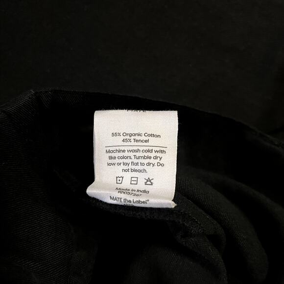 MATE the Label Tencel Twill Pleated Pants Trousers Black Medium High Rise Cotton - Picture 8 of 8